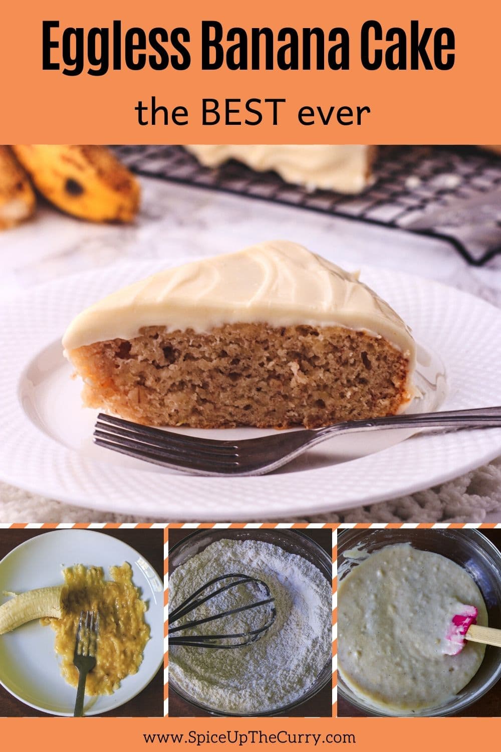 eggless banana cake recipe pin