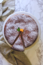 Top view of eggless mango cake