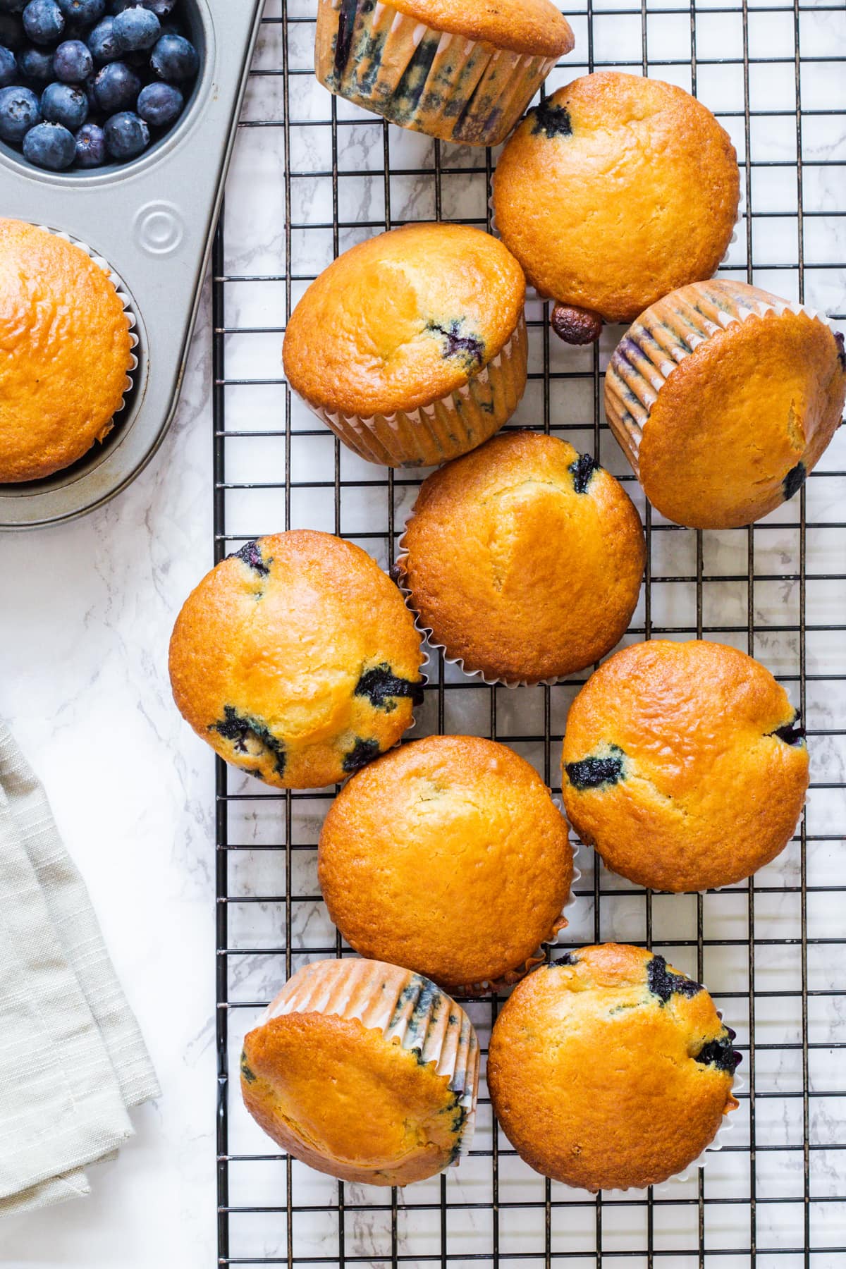 eggless blueberry muffins on the rack