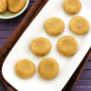 peda arranged in rectangle plate in a tray