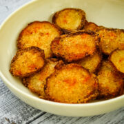 Close up of arbi chips on a plate
