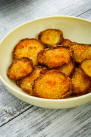 Close up of arbi chips on a plate