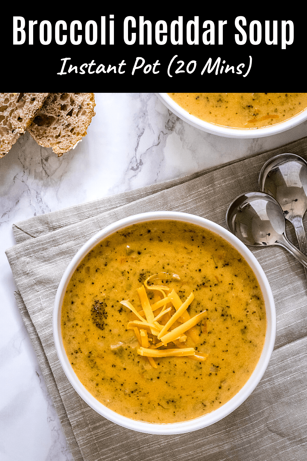 Instant pot broccoli cheddar soup pin