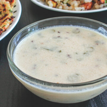 farali kadhi in a glass bowl