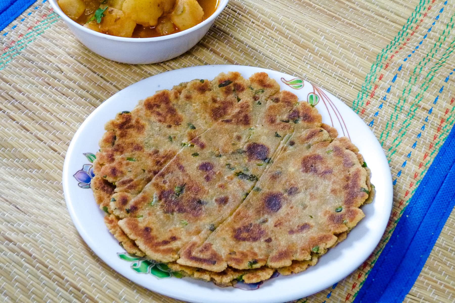 Stack of rajgira roti in a plate