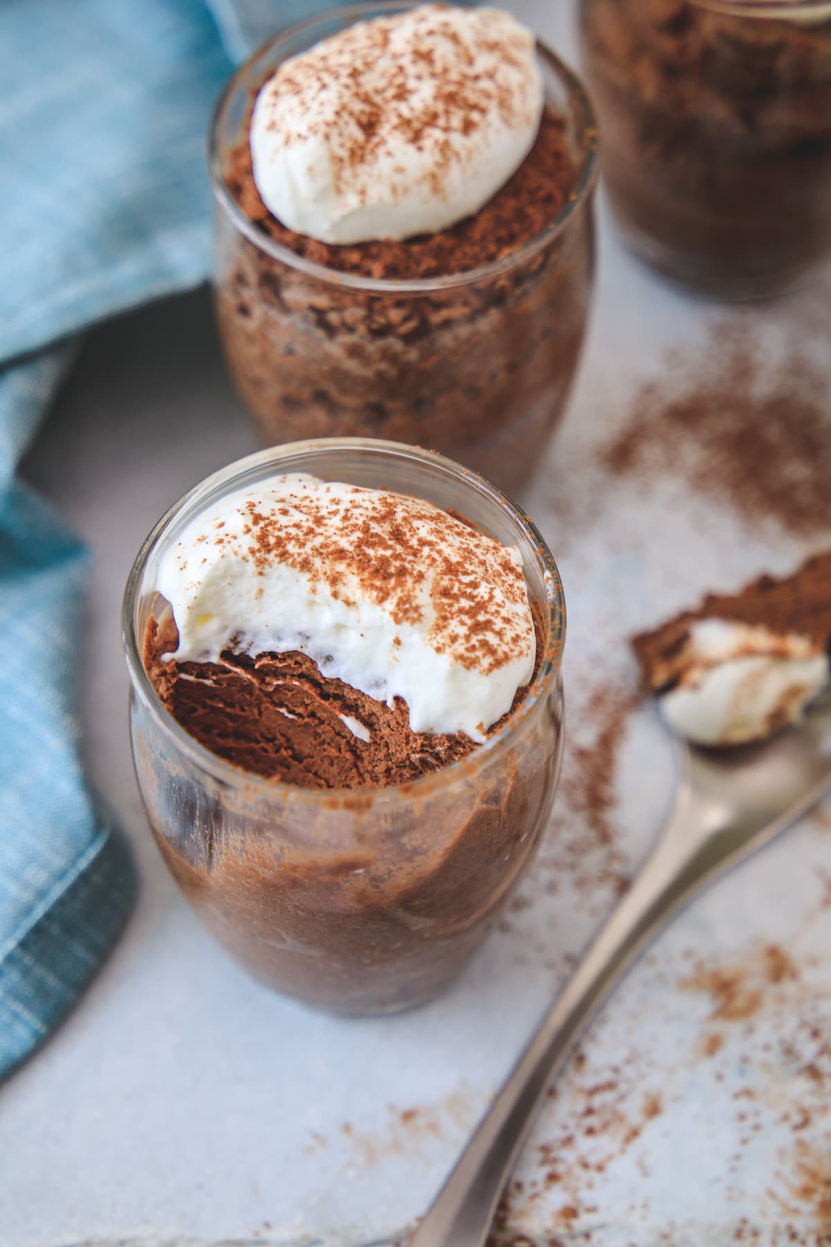 The texture of mousse if shown after taking a spoonful of bite.