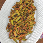 gavar sabzi in an oval white plate.