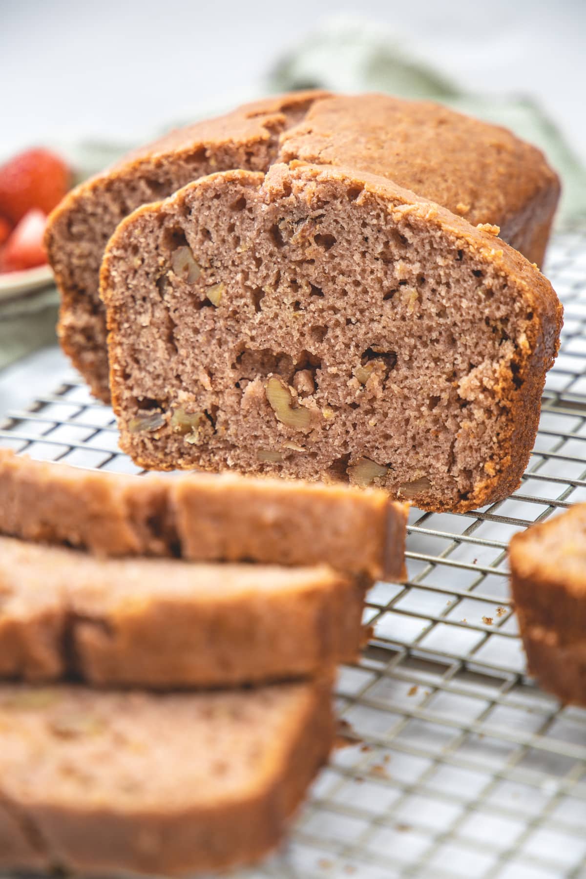 Slices of strawberry bread.