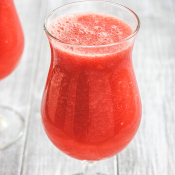 Watermelon juice served in a glass.