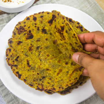 Folding one dhebra with yogurt and chunda in the back.