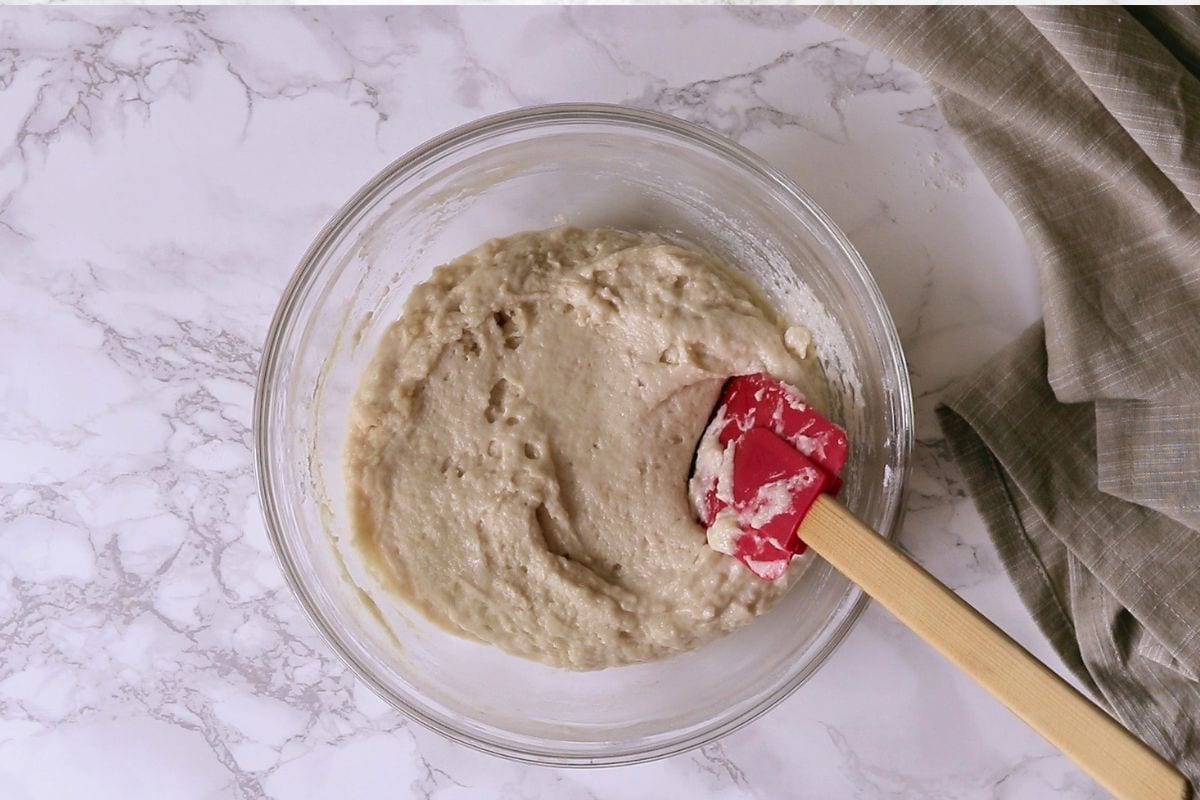 Eggless chocolate chip muffins batter.