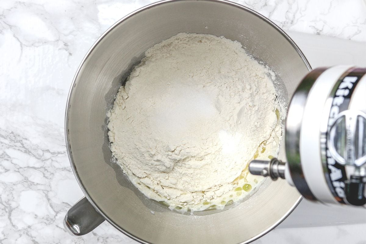 Add flour to wet mixture.