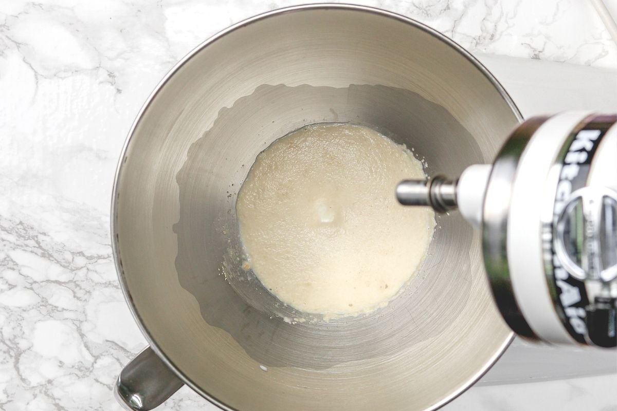 Yeast is activated in a bowl.