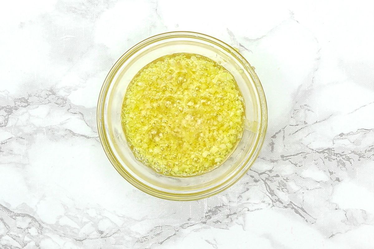 Garlic infused ghee in a bowl.