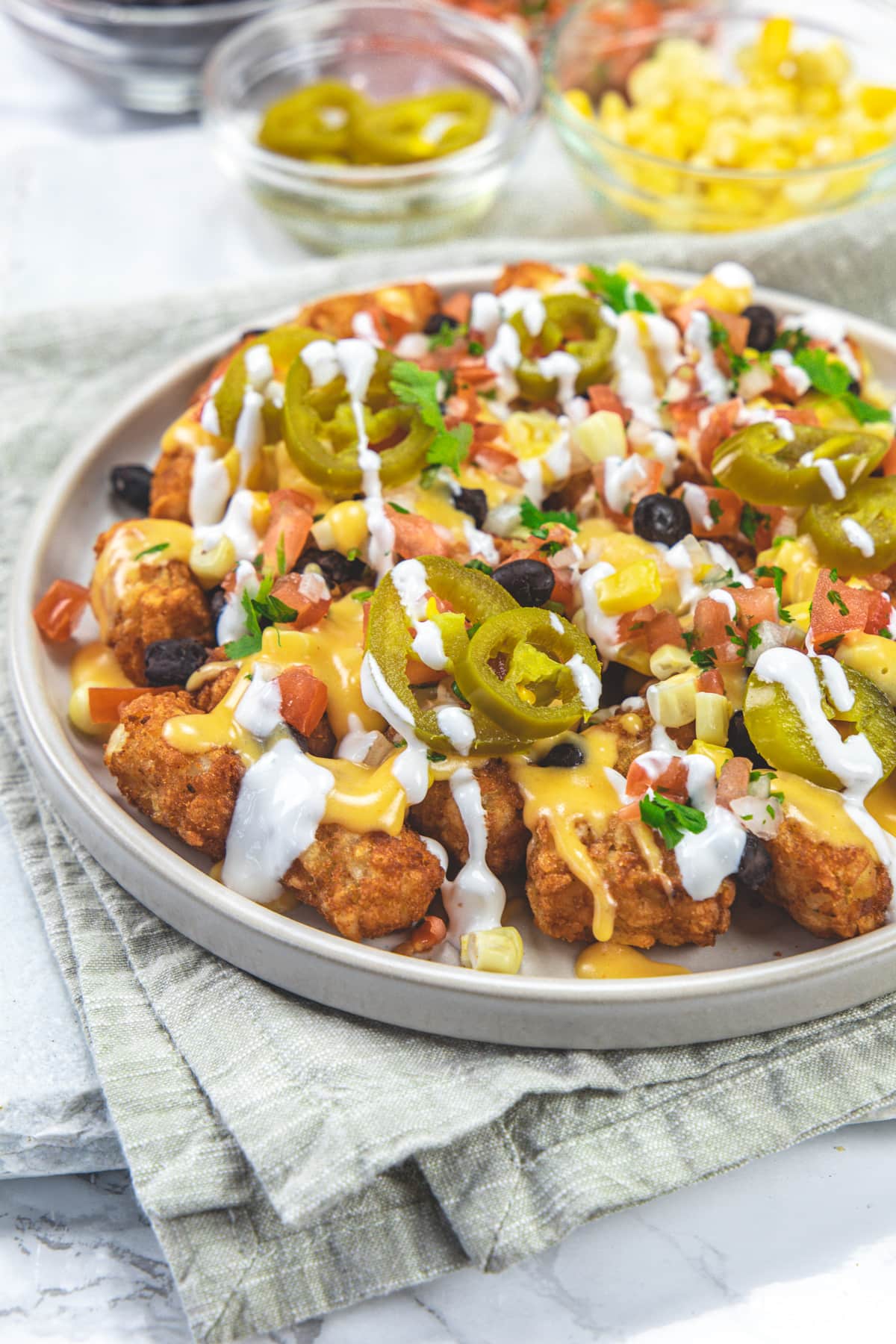 Totchos served in a plate.