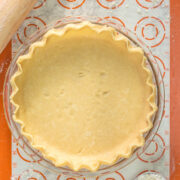 Unbaked food processor pie crust in 9-inch pie plate.